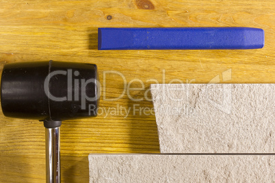 Rubber mallet and chisel