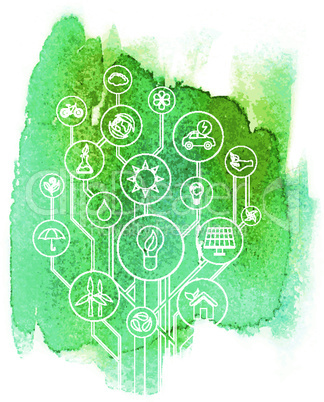 Ecology infographic elements and icons tree.