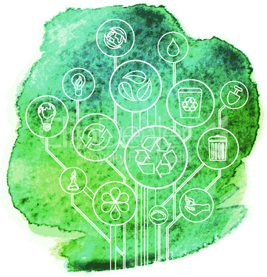 Ecology infographic elements and icons tree.