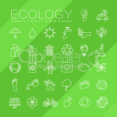 Ecology concept line style vector icons set.