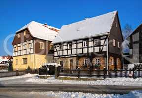 Umgebindehaus in der Oberlausitz, Sachsen - half-timbered house in Upper Lusatia