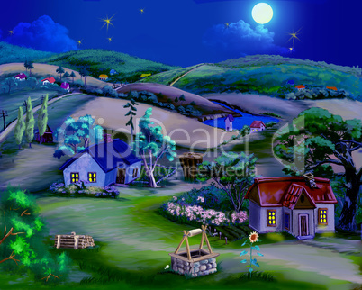 Fairy Tale Summer Night in the Village