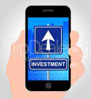 Investment Smartphone Indicates Stock Return And Investments