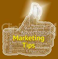 Marketing Tips Thumb Shows Thumbs Up And Advice