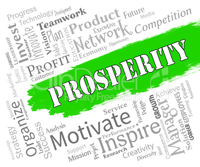 Prosperity Words Shows Profits Wealthy And Riches