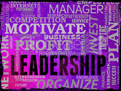 Leadership Words Shows Command Guidance And Influence