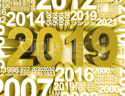 Twenty Nineteen Represents Happy New Year And Annual 3d Renderin