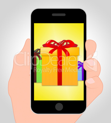 Gifts Online Represents Mobile Phone And Box