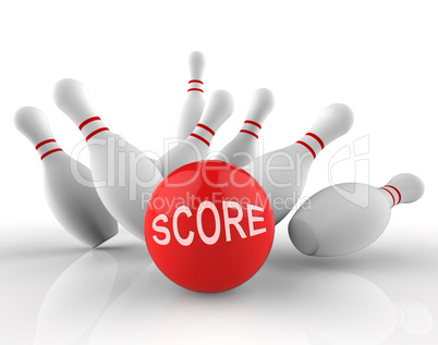 Bowling Score Means Ten Pin And Activity 3d Rendering