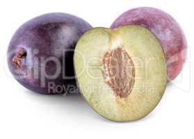 ripe plum isolated on white