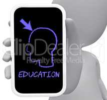 Eduction Online Indicates Mobile Phone And Cellphone 3d Renderin