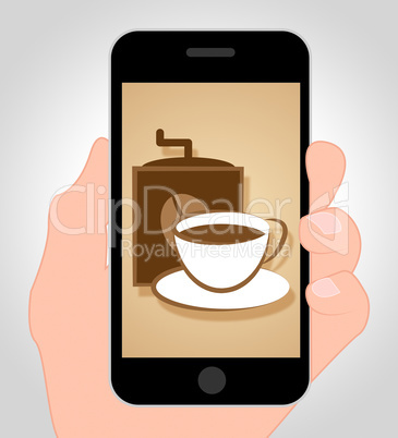Coffee Online Shows Mobile Phone And Caffeine