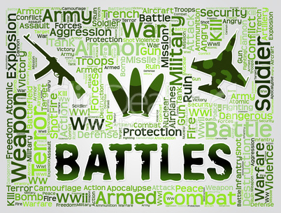 Battles Words Represents Military Action And Affray