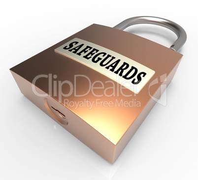 Safeguards Padlock Shows Security Unsafe And Preventive 3d Rende