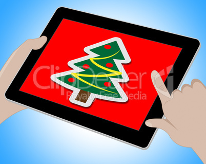 Christmas Tree Online Indicates Xmas Greeting And Computing