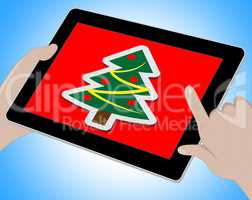 Christmas Tree Online Indicates Xmas Greeting And Computing