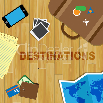 Travel Destinations Indicates Journeys Travelling And Sightseeing