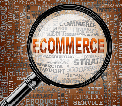 Ecommerce Magnifier Represents Online Business And Biz