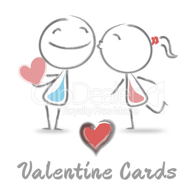 Valentine Cards Shows Valentines Day And Adoration