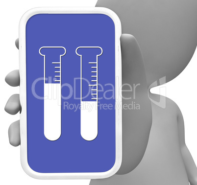 Test Tubes Online Represents Mobile Phone And Analysis 3d Render