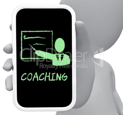 Coaching Online Represents Mobile Phone And Cellphone 3d Renderi