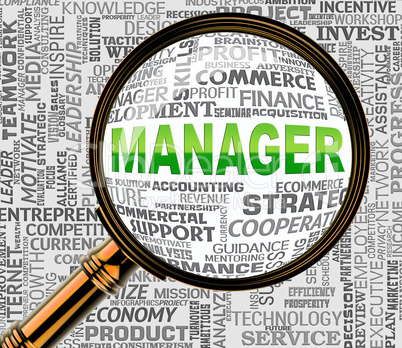 Manager Magnifier Shows Managing Magnification And Boss
