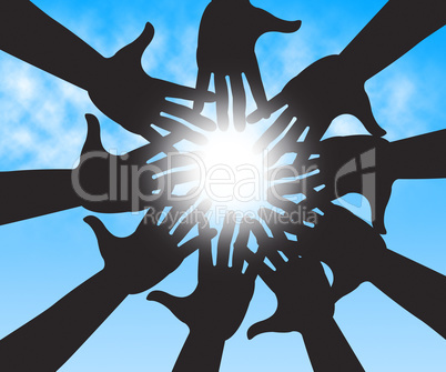 Hands In Sky Shows Togetherness Human And Relations
