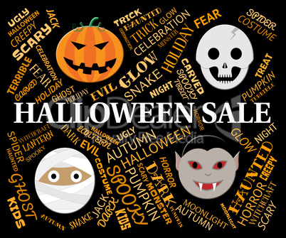 Halloween Sale Represents Trick Or Treat And Celebration