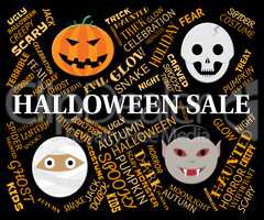 Halloween Sale Represents Trick Or Treat And Celebration