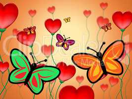 Heart Butterflies Represents Valentine Day And Butterfly