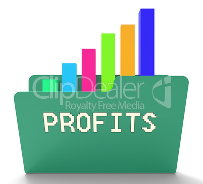 Profits File Shows Business Graph And Binder 3d Rendering