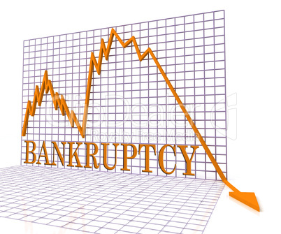 Bankruptcy Graph Means Bad Debt And Chart 3d Rendering