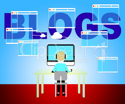 Computer Blogs Shows Web Site And Blogger