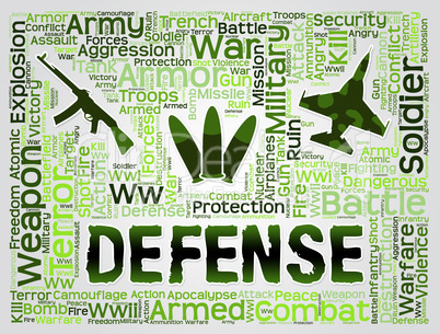Defense Words Shows Defend Security And Resist