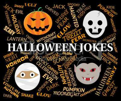 Halloween Jokes Shows Trick Or Treat And Celebration