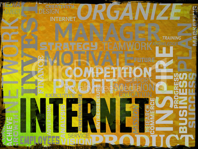 Internet Words Indicates Web Site And Website