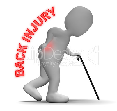 Back Injury Means Vertebral Column And Backbone 3d Rendering