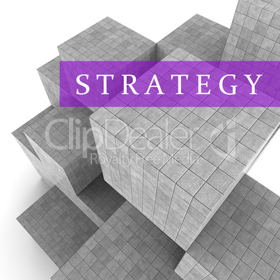 Strategy Blocks Shows Planning Solutions And Tactics 3d Renderin