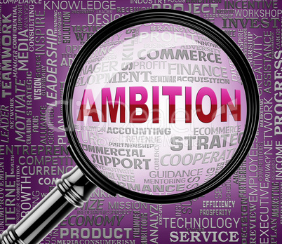 Ambition Magnifier Shows Research Magnify And Objectives
