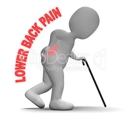 Lower Back Pain Represents Vertebral Column And Backbone 3d Rend
