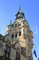 Clock tower on town hall in Dunfermline, Scotland