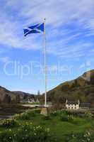 Flag of Scotland on the pol
