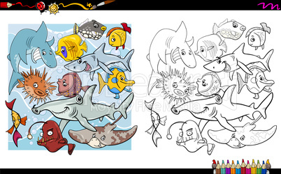 fish characters coloring book