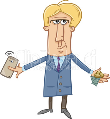 man with cash and smart phone