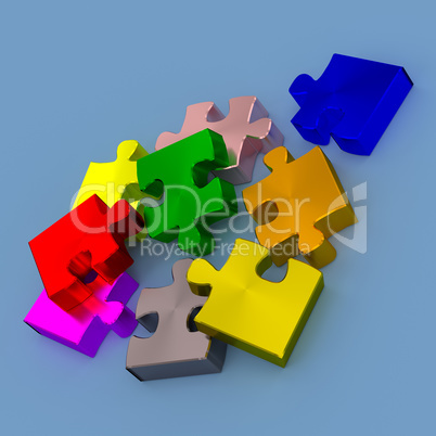 Colorful pieces of puzzle, 3d rendering