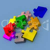 Colorful pieces of puzzle, 3d rendering