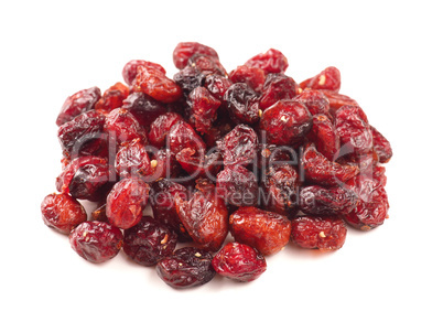 Dried cranberries on white