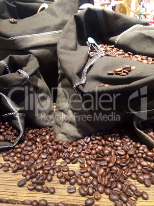 coffee beans on bags