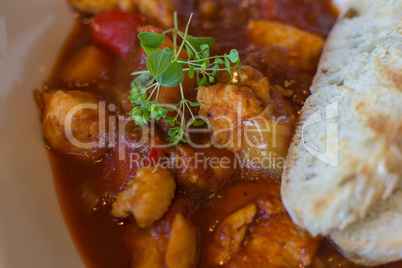 Goulash Soup Homemade Close Up. Stew With Fresh Toasted Bread. G