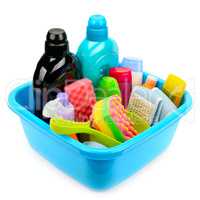 Hygiene products in basin